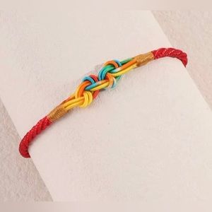 Tibetan Chinese Rainbow Ombre Red String Rope Cord Thread Braid Knot Bracelet